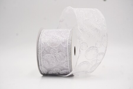White  Glitter Ornament Orb Wired Ribbon_KW0457GC-1-1